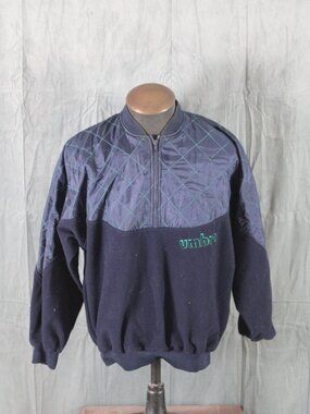 Vintage Umbro Sweater - Quilted and Fleece Half Zip - Men's Extra-Large